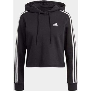 adidas Essentials 3 Stripes Cropped Hoodie Womens Black/White XS 4-6 female