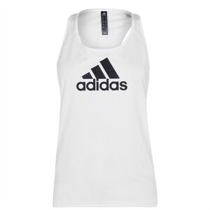 adidas Womens Logo Tank Top Sleeveless Crew Neck Sports Performance Vest White/Black L (16-18)