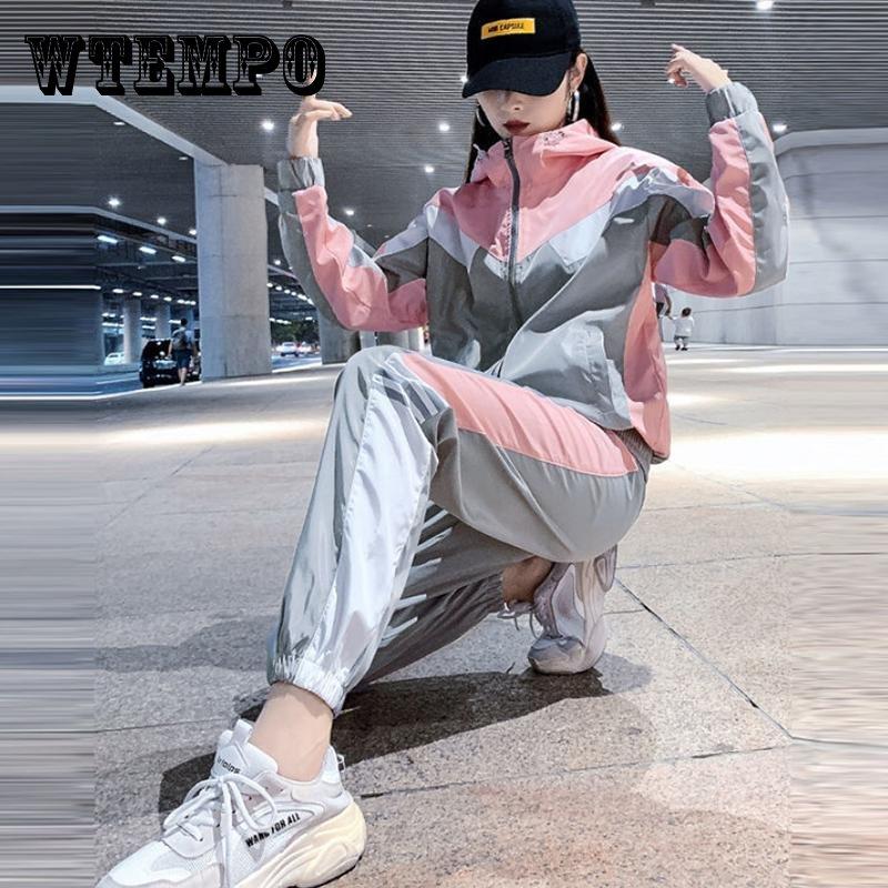 WTEMPO Sportswear Women's Suit Spring and Autumn Hip-hop Tide Brand Ins Fashion Leisure Loose Age-reducing Sports Two-piece Suit