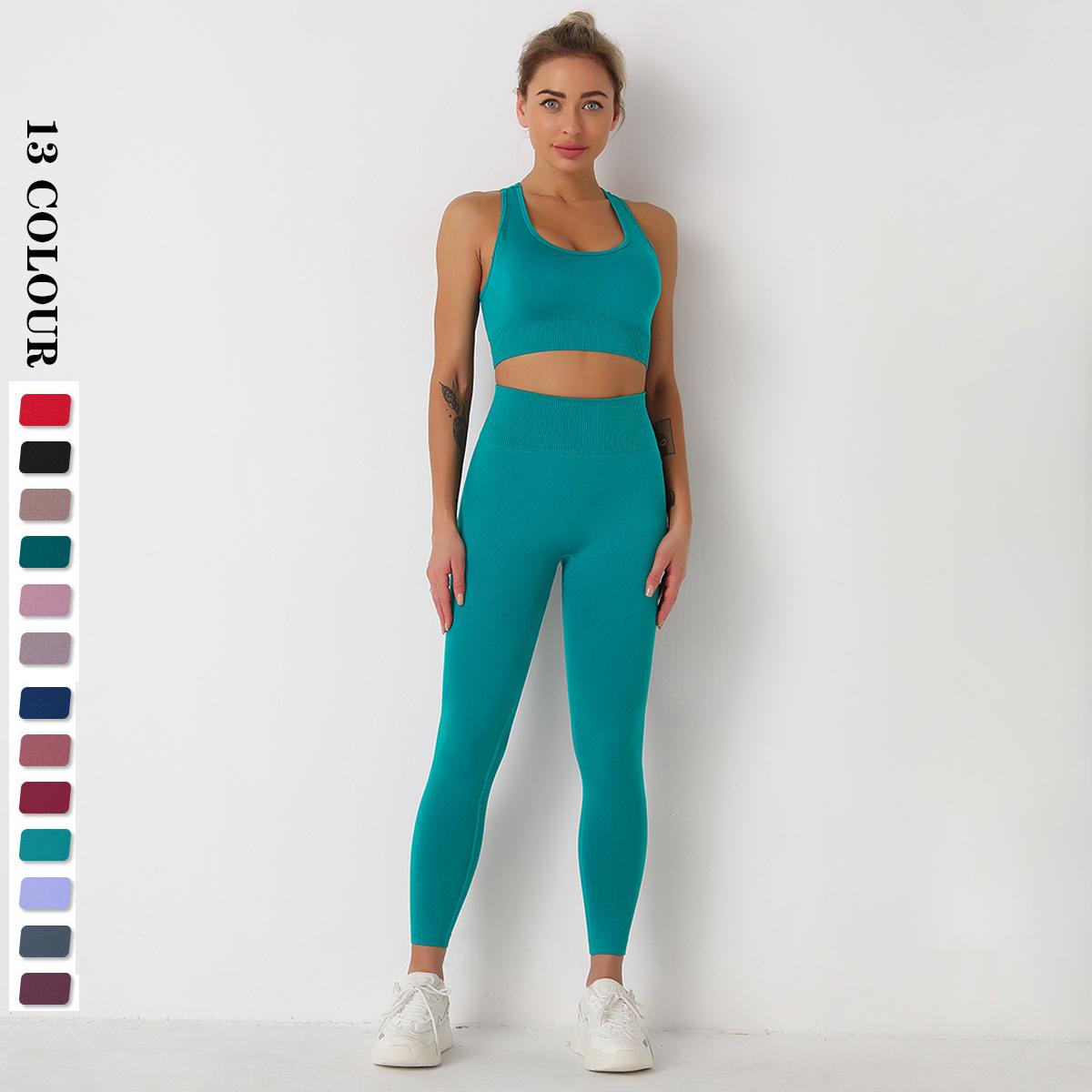 Nessaj Women Yoga Sets Breathable Solid Vest+Leggings Pants Fitness Running Clothes Sexy Gym Top Sportswear