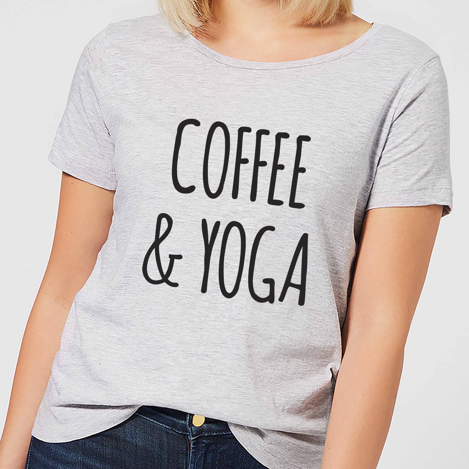 Fitness and Loungewear Coffee and Yoga Women's T-Shirt - Grey - 4XL - Grey