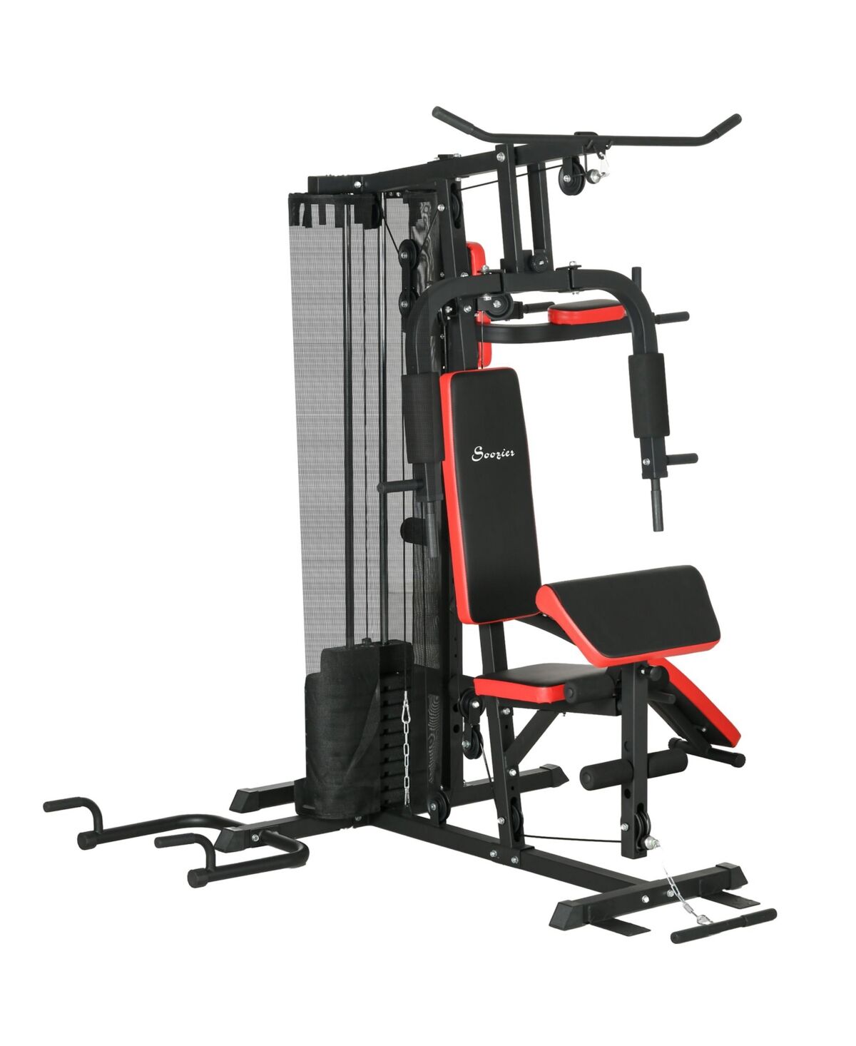 Soozier Multi Home Gym Equipment, Workout Station with 143lbs Weight Stack - Black