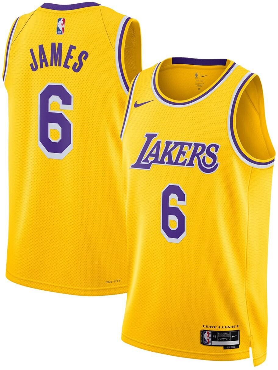 Nike Men's and Women's Nike LeBron James Gold Los Angeles Lakers Swingman Jersey - Icon Edition - Gold