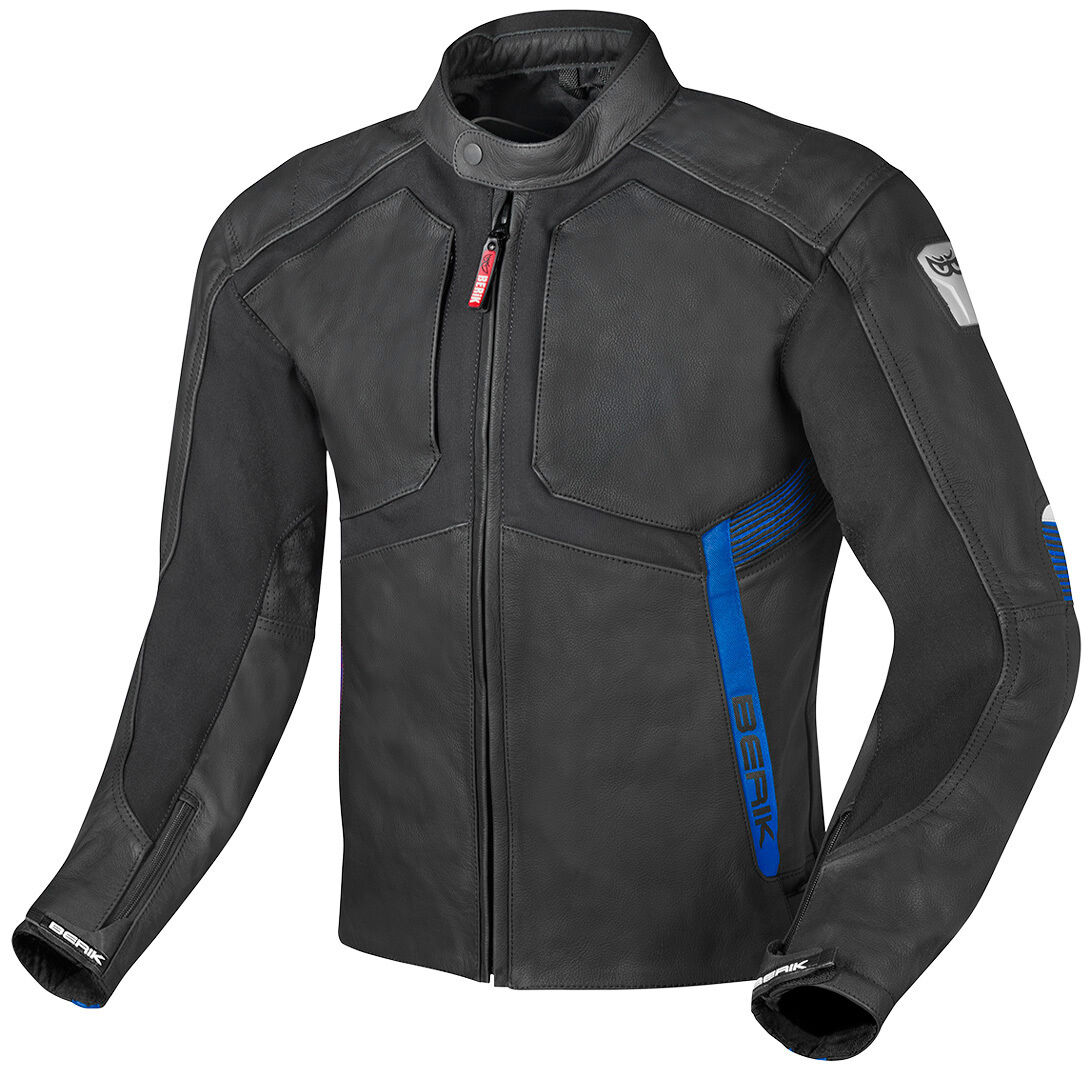 Berik Flexius Motorrad Lederjacke Schwarz Blau 48