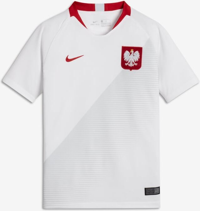 Nike 2018 Poland Stadium Home Older Kids' Football Shirt - White - size: M