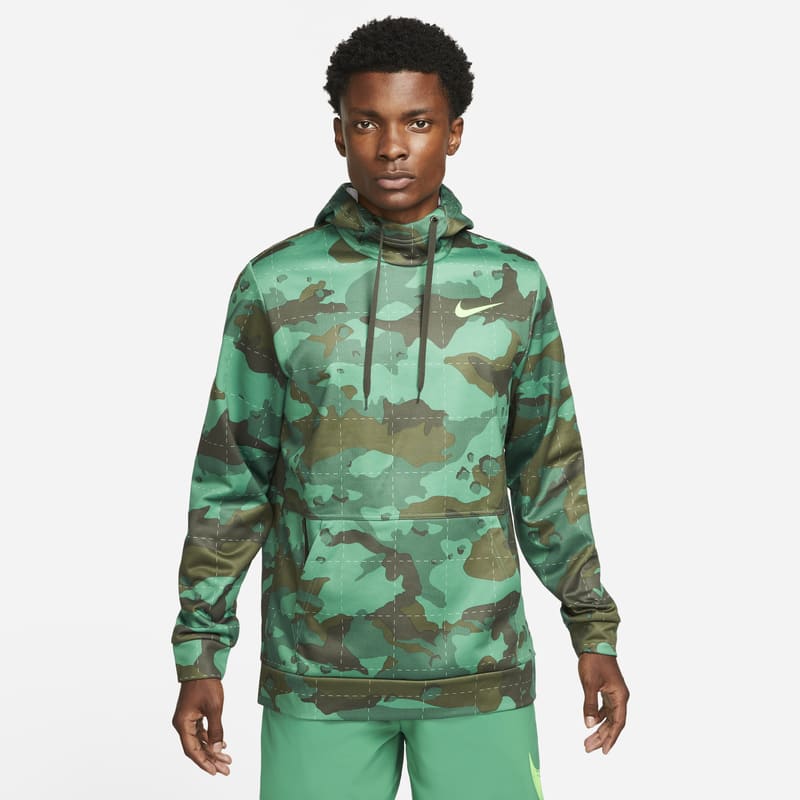 Nike Therma-FIT Men's Pullover Camo Training Hoodie - Green - size: S, M, L, XL, 2XL