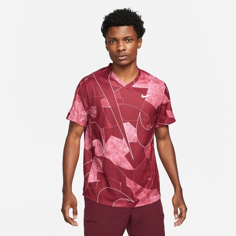 NikeCourt Dri-FIT Victory Men's Printed Tennis Top - Red - size: XS, S, M, L, XL