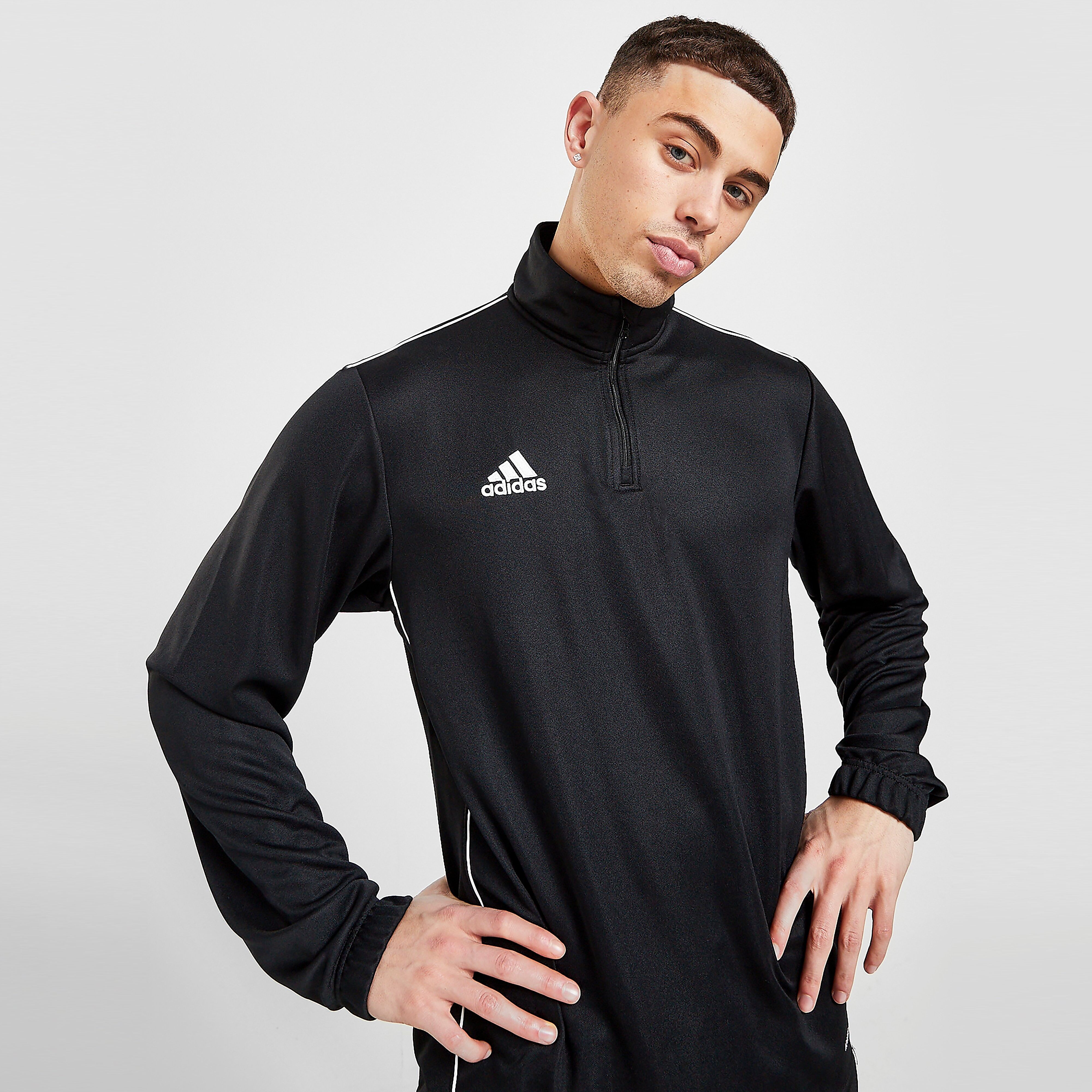 adidas Football Crew 1/2 Zip Top - Black / White - Mens  size: XS