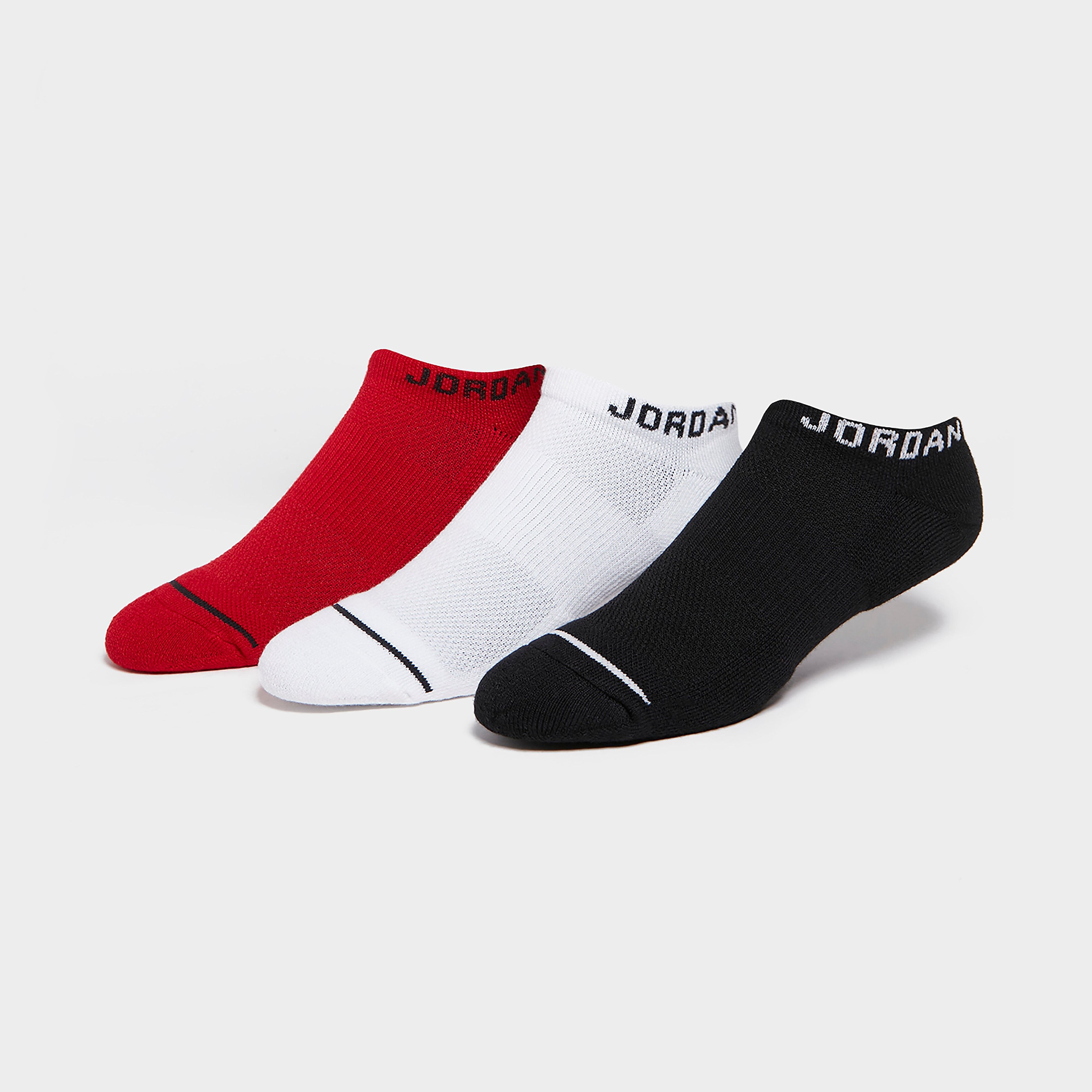 Jordan 3 Pack Dri-fit No-show Socks - Black/White/Red  size: L