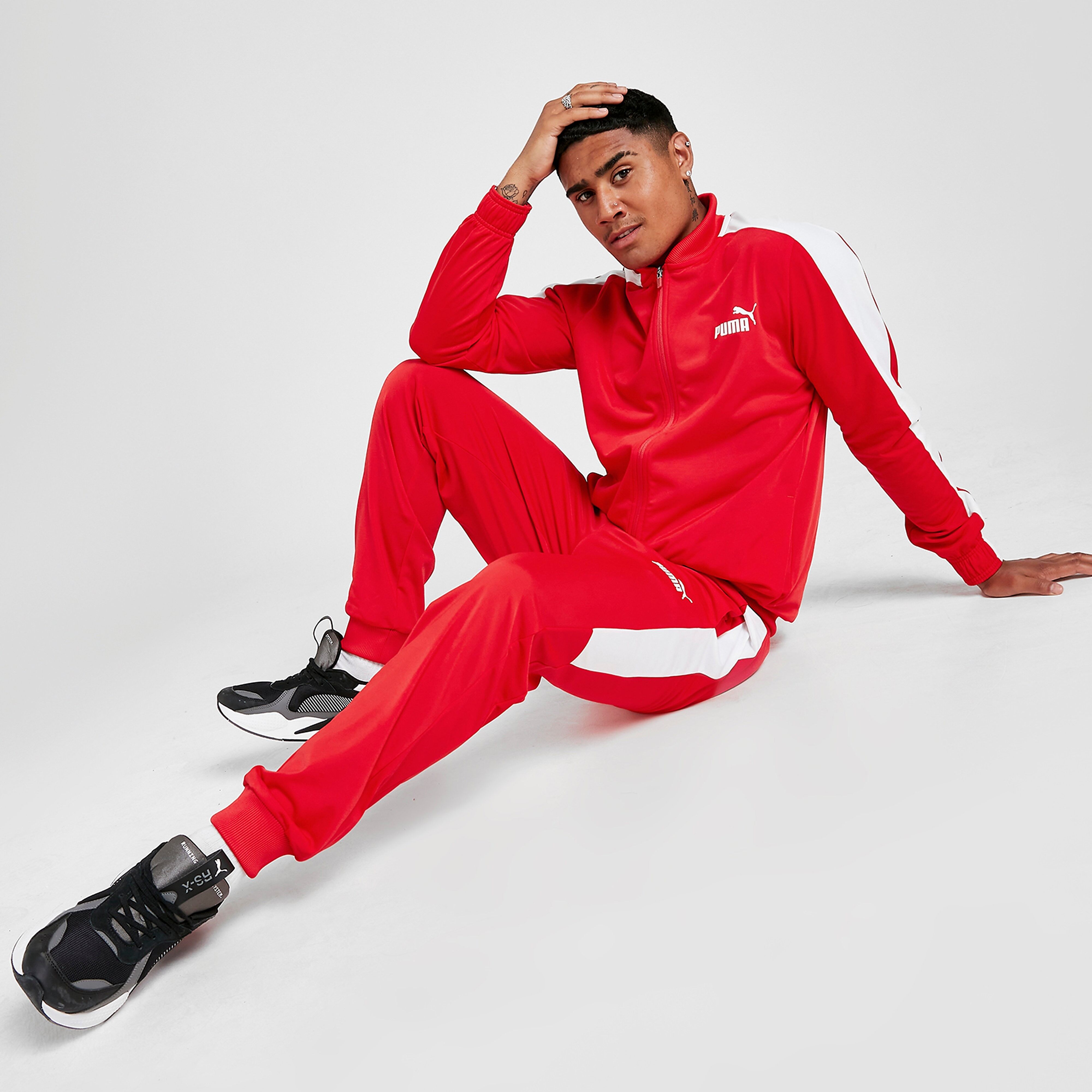 Puma Poly Tracksuit - Red - Mens  size: L