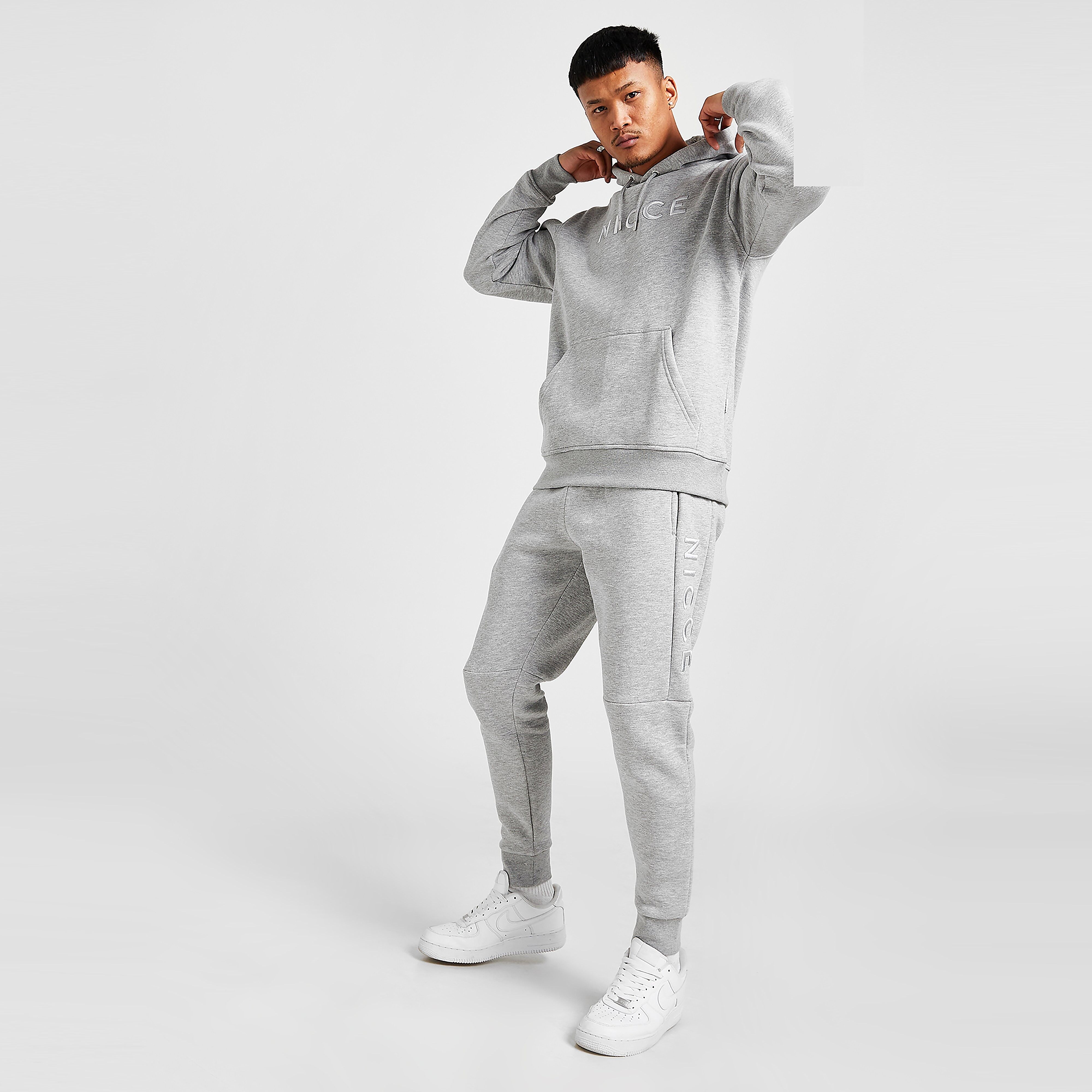 Nicce Mercury Fleece Tracksuit - Grey - Mens  size: M