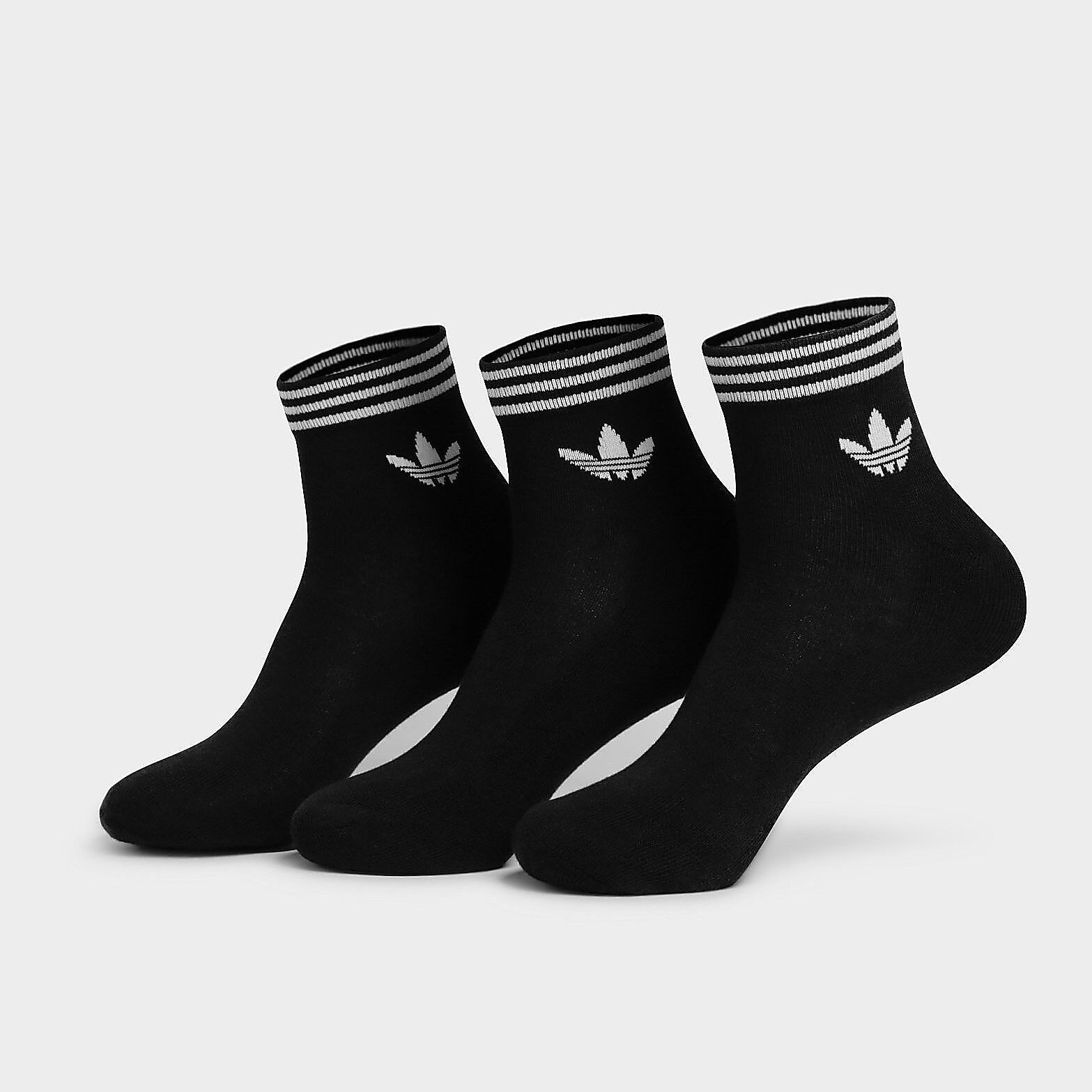 adidas Originals 3 Pack Ankle Socks - Black - Mens  size: 6812