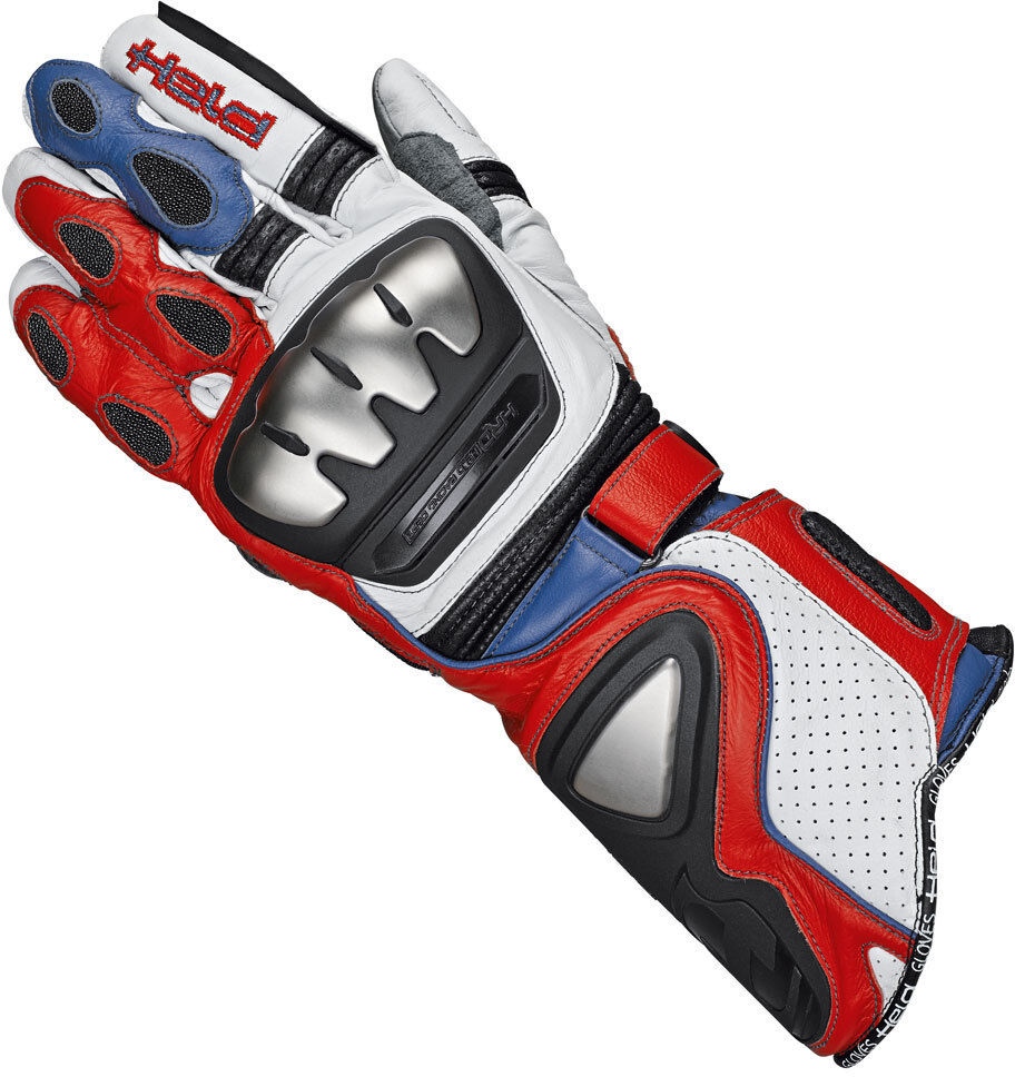 Held Titan Evo Gants de moto Blanc Rouge Bleu S M