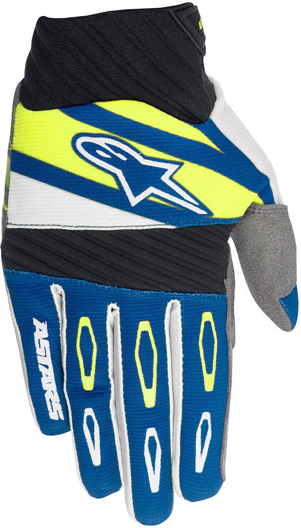 Alpinestars Techstar Factory Motocross Gloves Gants motocross Blanc Bleu Jaune 2XL