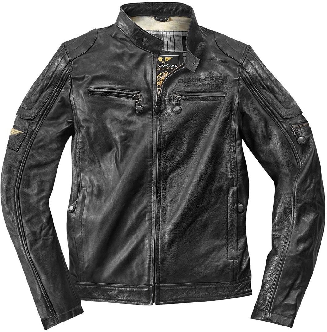 Black-Cafe London Schiras Veste en cuir de moto Noir 54