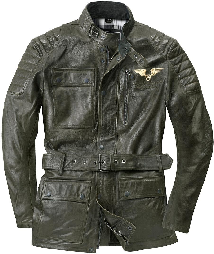 Black-Cafe London Kerman Veste en cuir de moto Vert 60