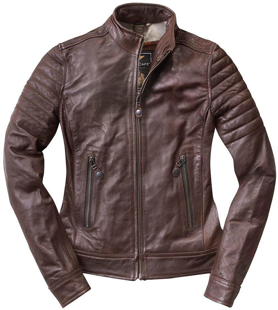 Black-Cafe London Ilam Veste en cuir de moto de dames Brun XL