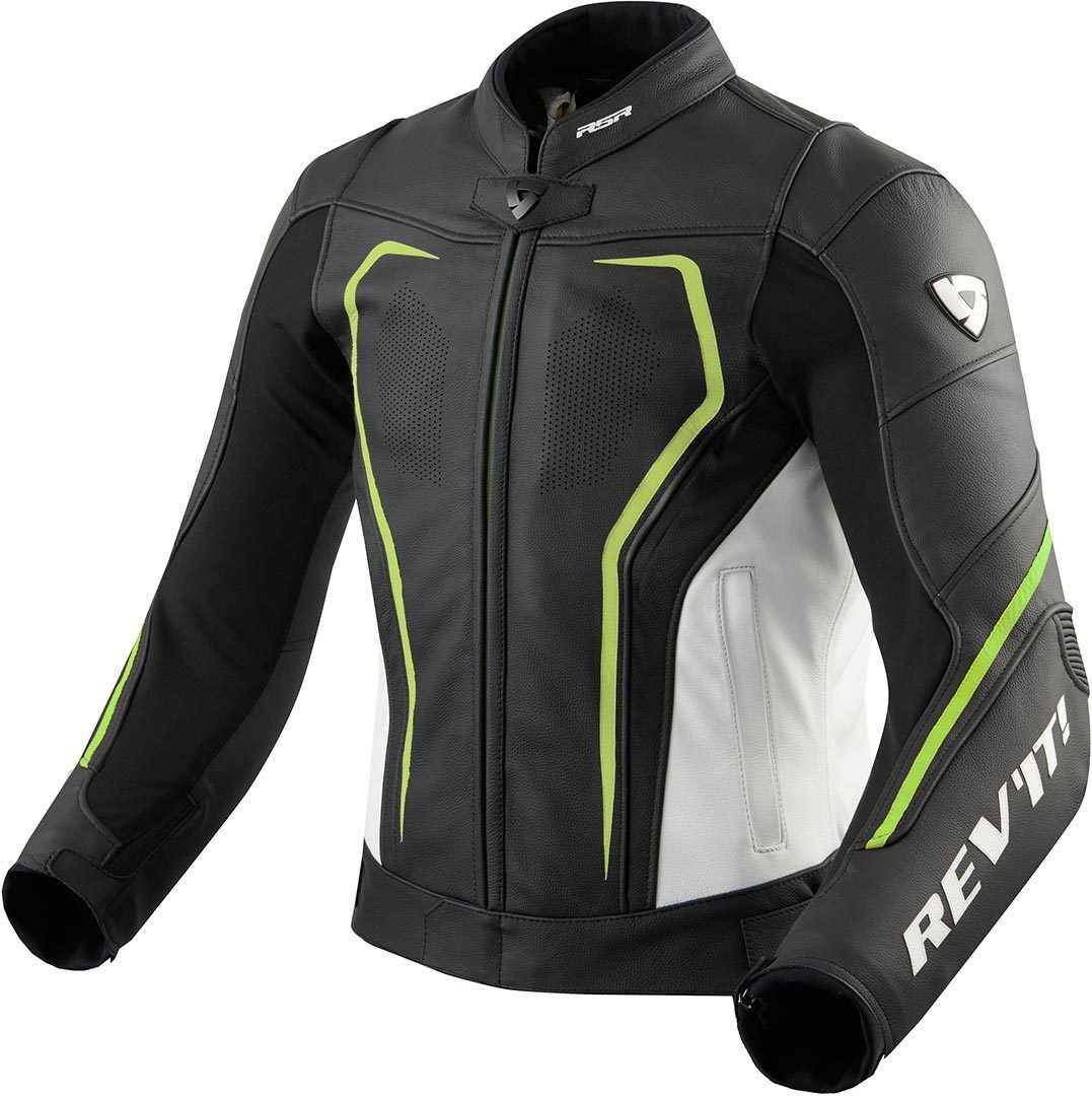 Revit Vertex GT Veste de moto en cuir Noir Jaune 52