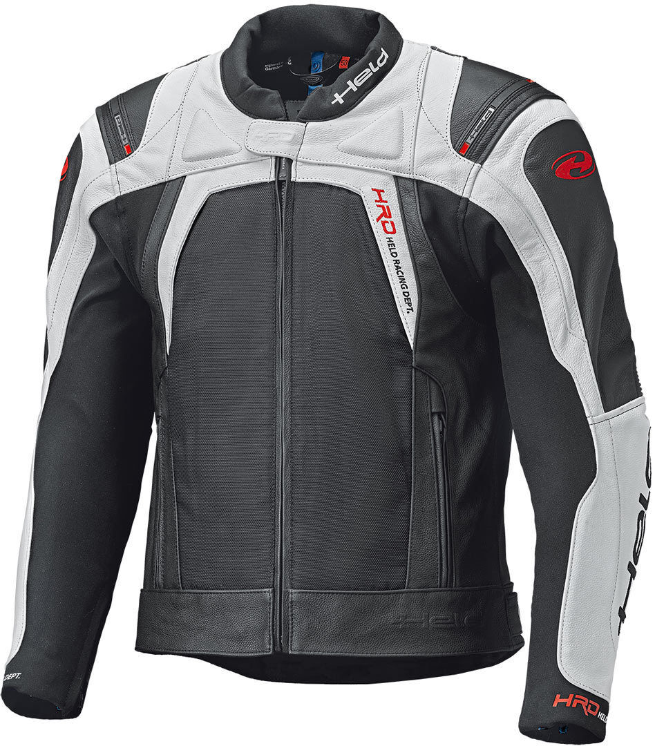 Held Hashiro II Veste de moto en cuir Noir Blanc 62