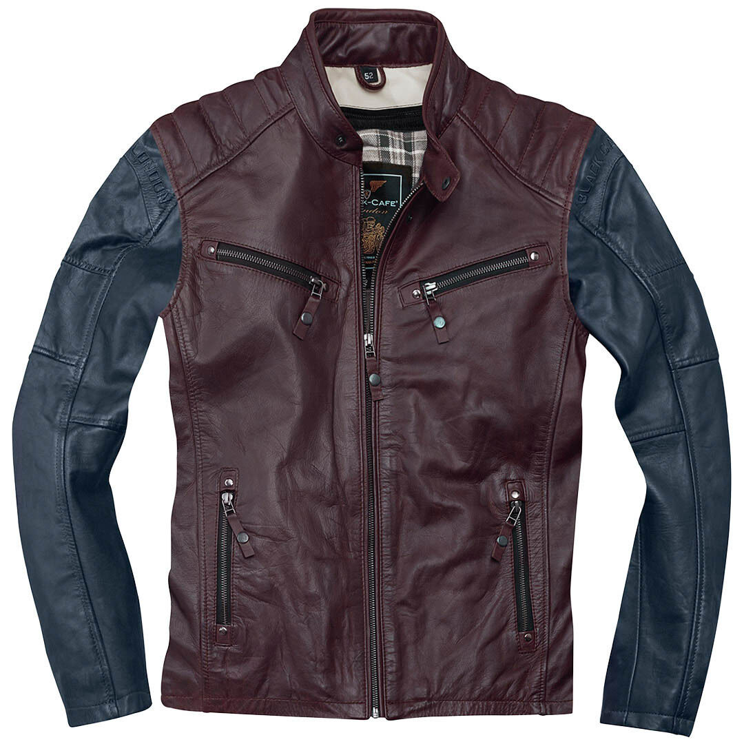 Black-Cafe London Firenze Veste en cuir de moto Rouge Bleu 54