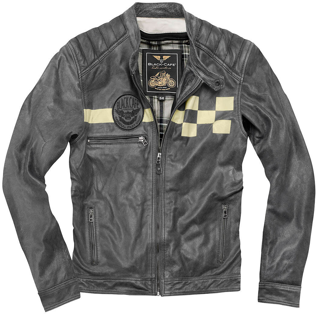 Black-Cafe London SevenT Veste en cuir de moto Noir 48