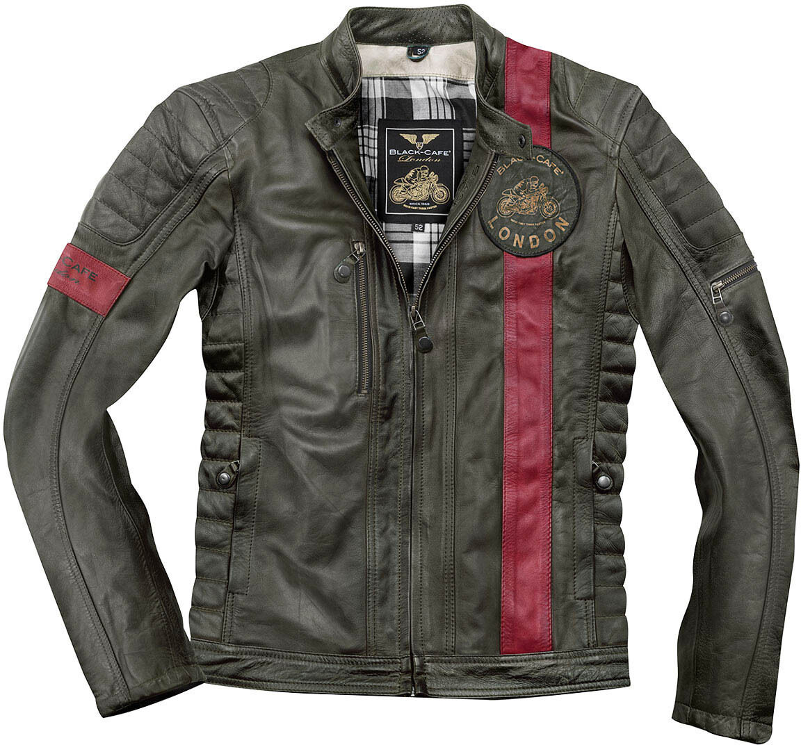 Black-Cafe London Paris 2019 Veste en cuir de moto Vert 60