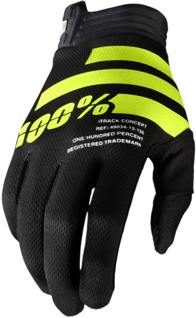 100% Itrack Gloves Gants Noir Jaune S
