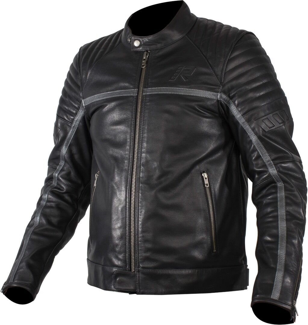 Rukka Yorkton Motorcycle Leather Jacket Veste en cuir de moto Noir Argent 50