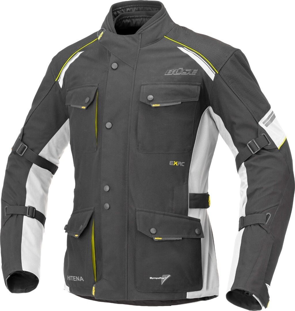 Büse Porto Veste Textile moto Noir Blanc Jaune 60