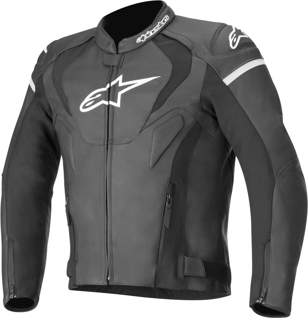 Alpinestars Jaws v3 Veste en cuir de moto Noir Blanc 54