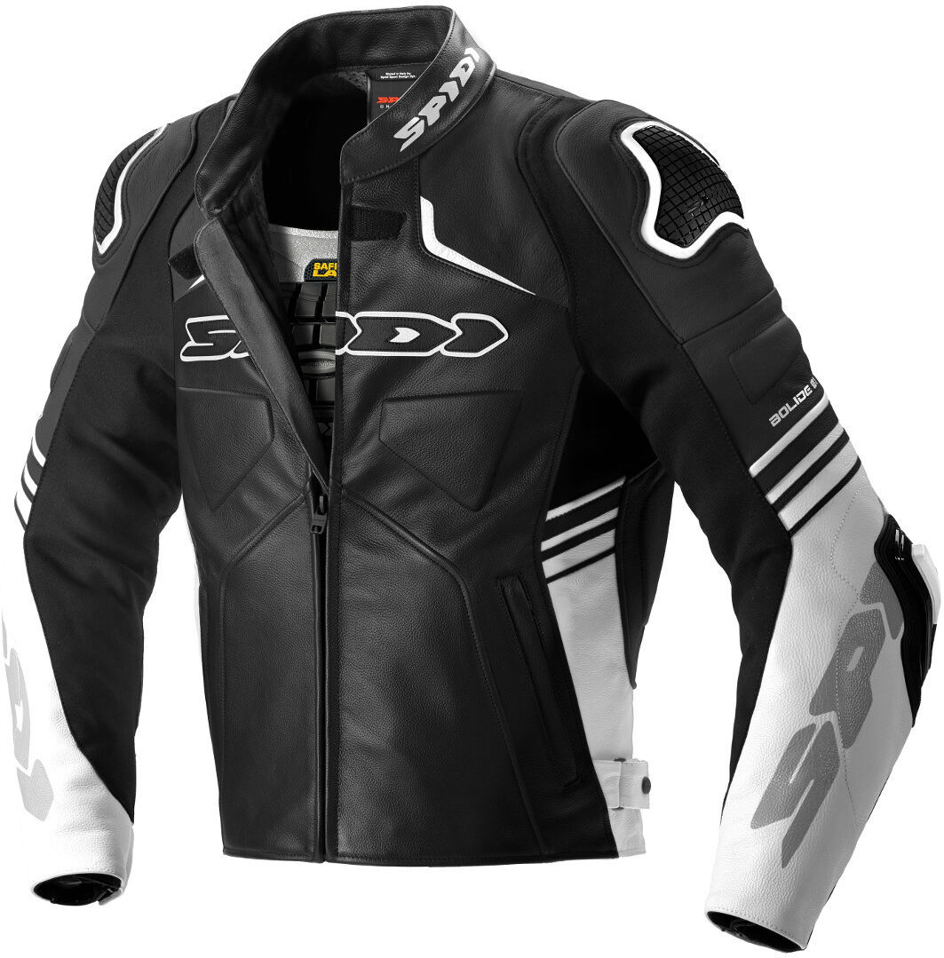 Spidi Bolide Veste en cuir de moto Noir Blanc 54