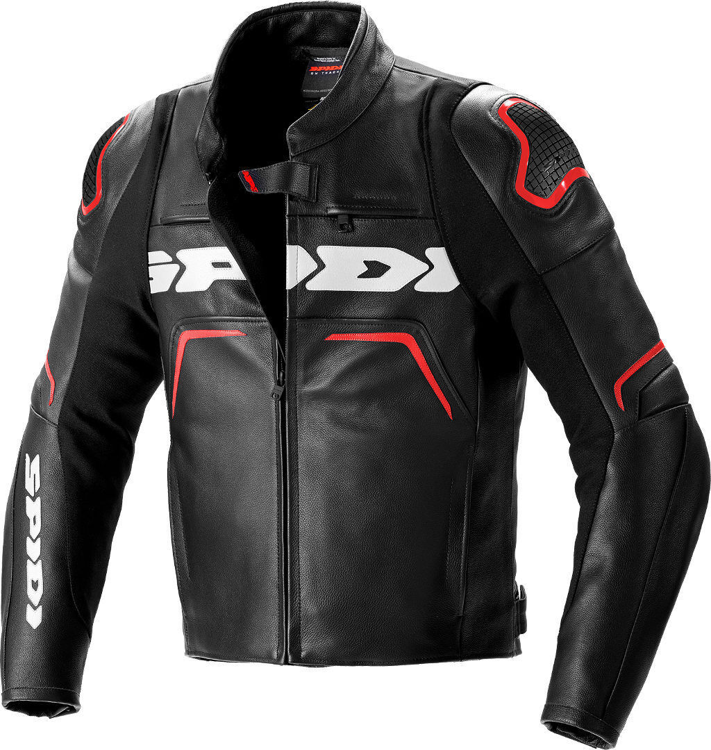 Spidi Evorider 2 Veste en cuir de moto Noir Rouge 54