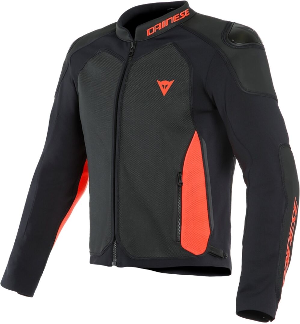 Dainese Intrepida Veste en cuir de moto perforée Noir Rouge 50