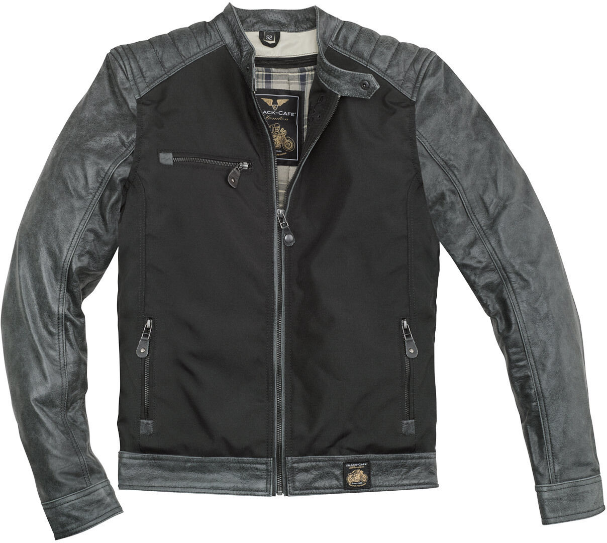 Black-Cafe London Johannesburg Moto Cuir- / Veste textile Noir Gris 56