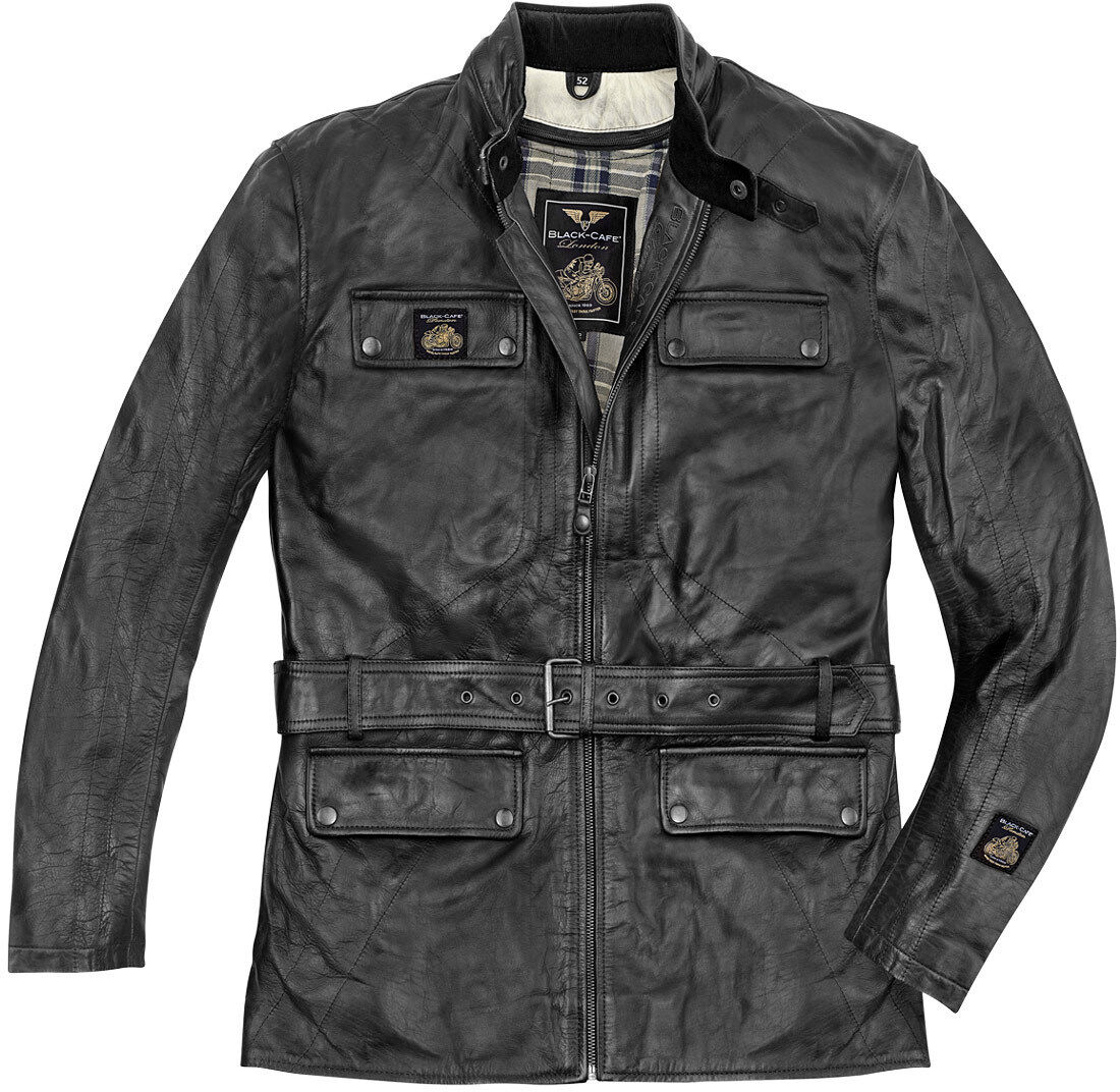 Black-Cafe London Kairo Veste en cuir de moto Noir 60