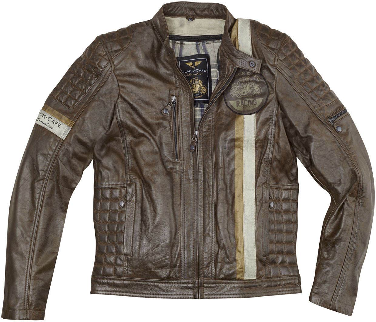 Black-Cafe London Barcelona Veste en cuir de moto Brun 52