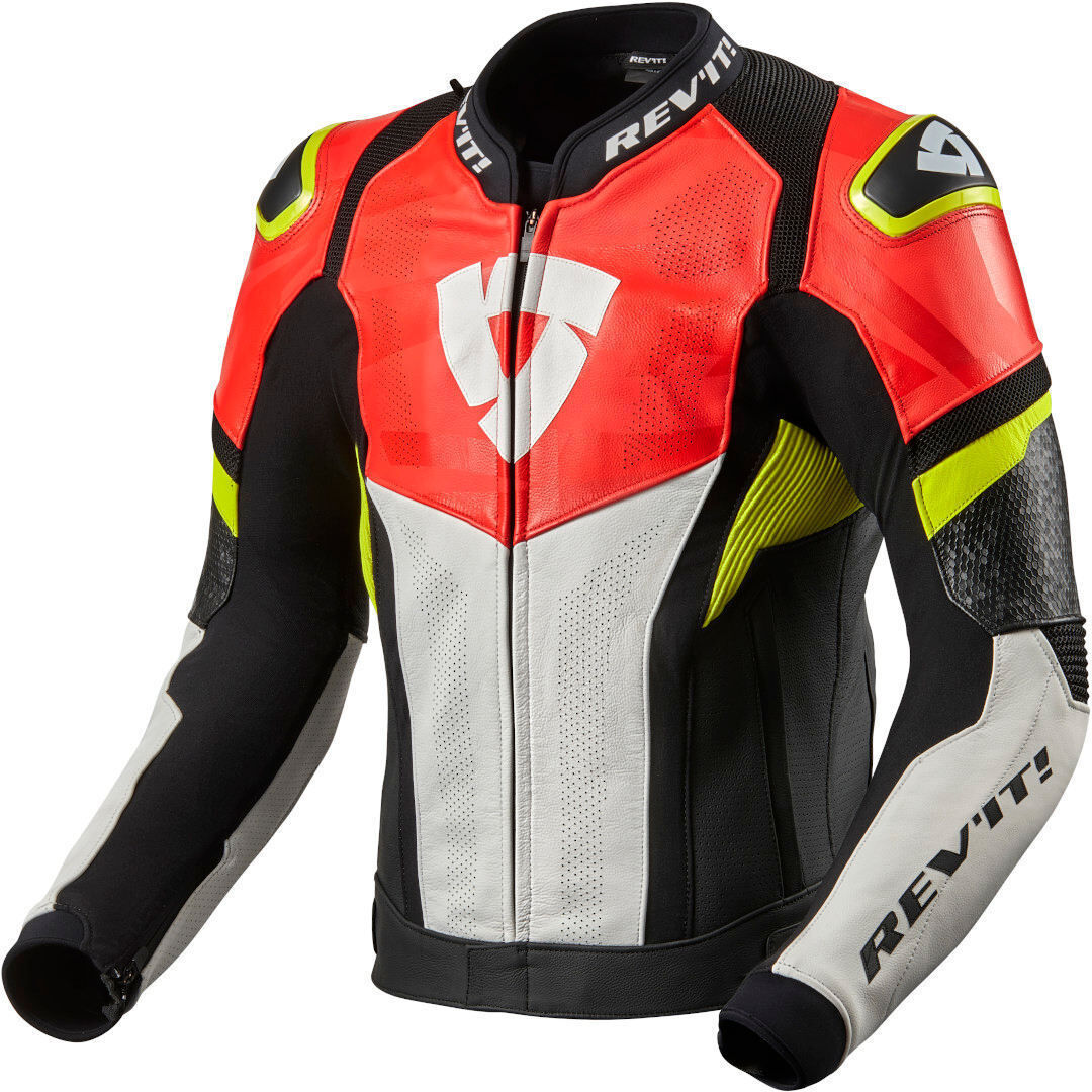 Revit Hyperspeed Air Veste en cuir de moto Noir Blanc Rouge 54