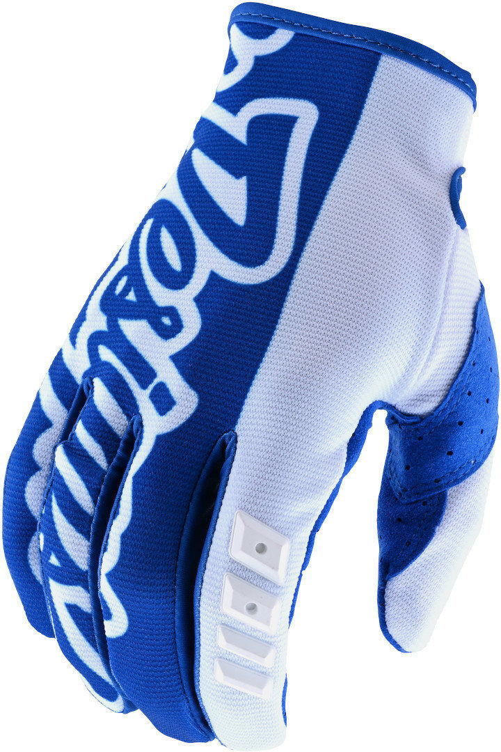 Troy Lee Designs GP Solid Gants de motocross Blanc Bleu 2XL