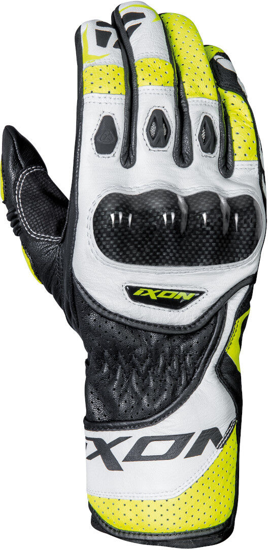 Ixon RS Circuit-R Gants de moto Noir Blanc Jaune XL