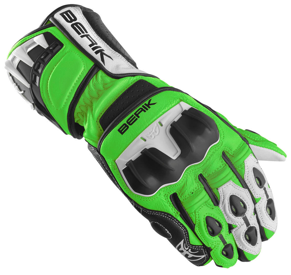 Berik Track Plus Gants de moto Noir Blanc Vert 3XL