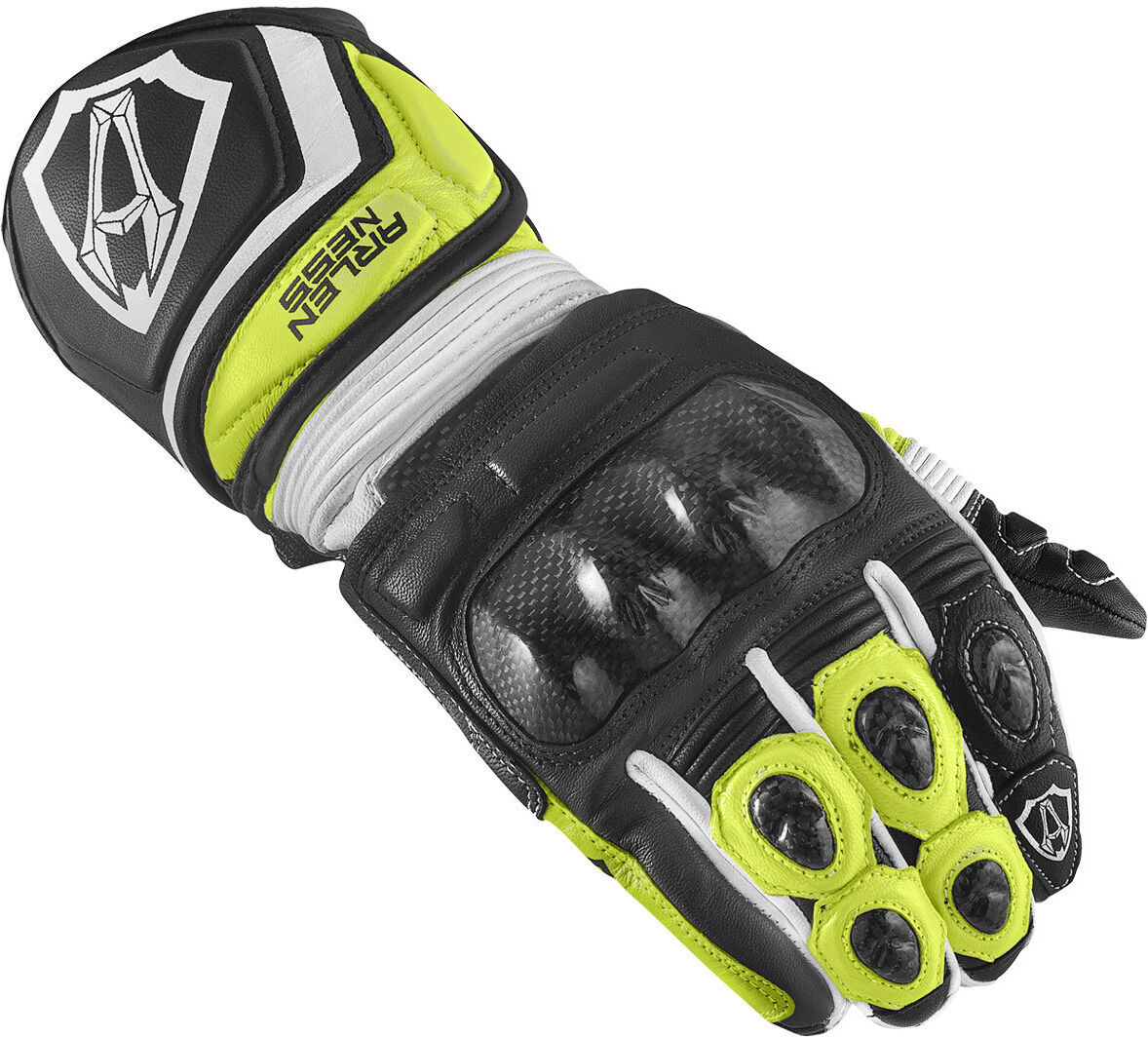 Arlen Ness Monza 2.0 Gants de moto Noir Blanc Jaune M