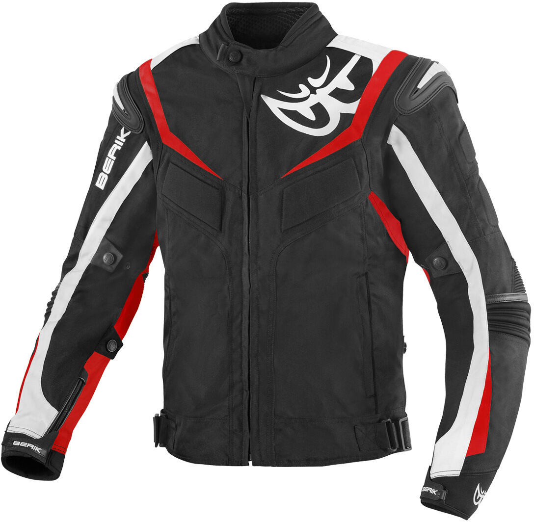 Berik Endurance Veste textile de moto imperméable à l’eau Noir Blanc Rouge 50