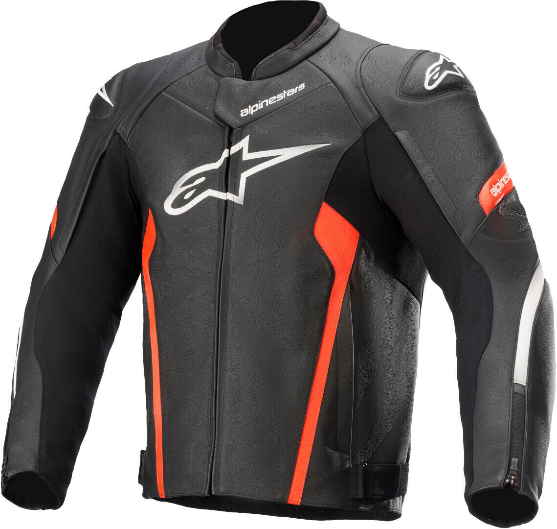 Alpinestars Faster V2 Veste en cuir de moto Noir Rouge 52