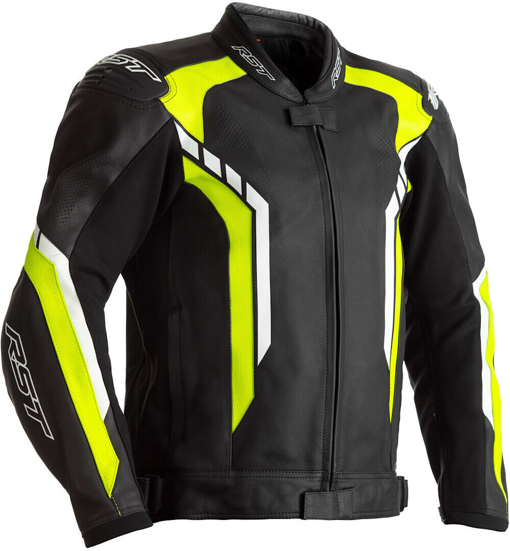 RST Axis Veste en cuir de moto Noir Jaune S