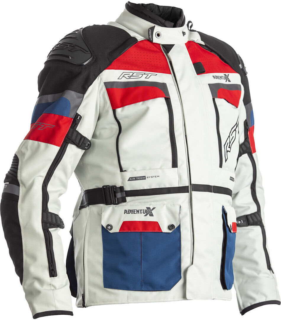 RST Adventure-X Motorcycle Textile Jacket Veste textile moto Blanc Rouge Bleu M