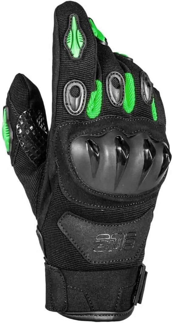 GMS Tiger Gants de moto Noir Vert 3XL