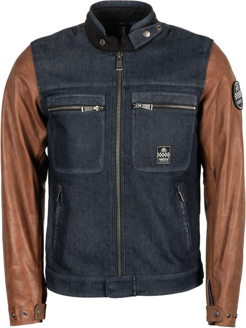 Helstons Winston Veste en cuir de moto Bleu Brun L