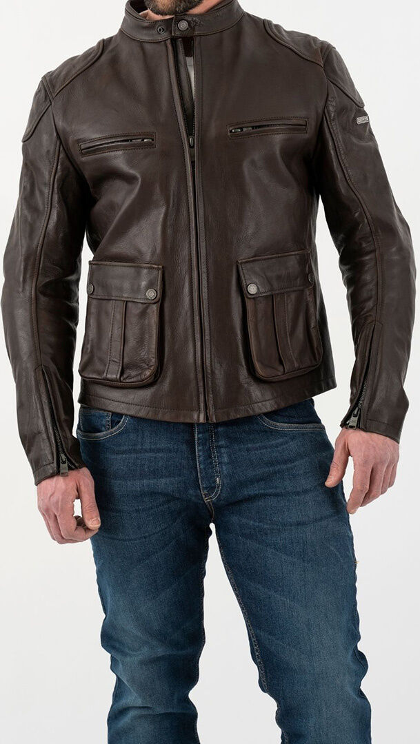 Rokker Goodwood Veste en cuir de moto Brun XL