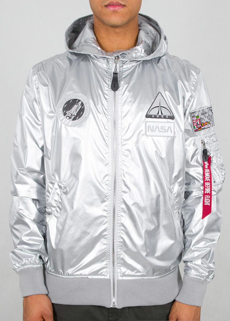 Alpha Industries MA-1 LW Hooded NASA Veste Argent XL