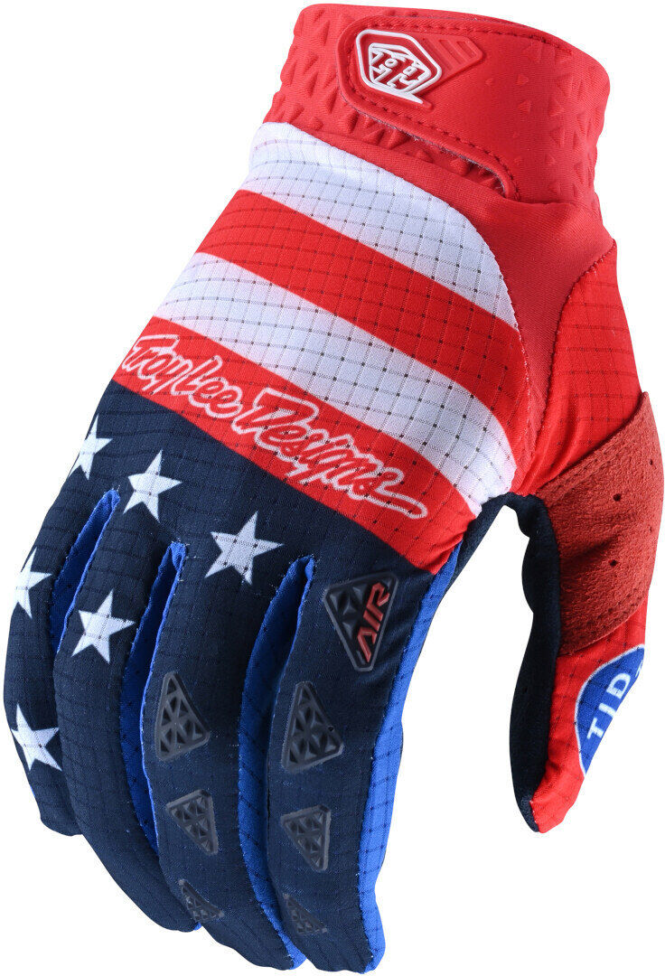 Troy Lee Designs One & Done Air Stars & Stripes Gants motocross Noir Blanc Rouge M